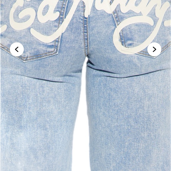 Ed Hardy Light Blue Flare Jeans with Tiger Design - Picture 3 of 4